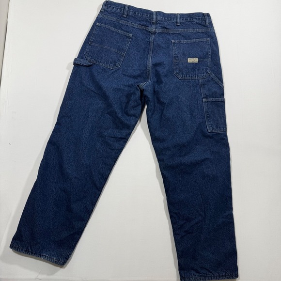 Wrangler Fleece Lined Work Jeans Baggy Blue Denim 36x32 Workwear Carpenter Warm - Picture 4 of 11